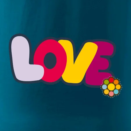 Love nápis s kvetinou