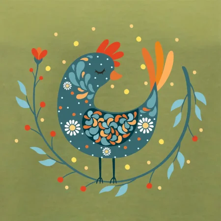 Folklór - sliepky s margarétkami