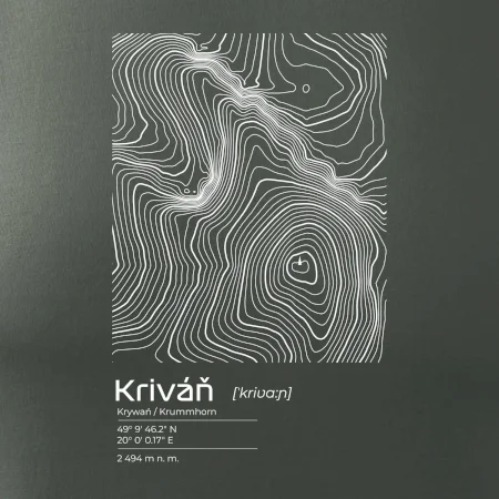 Kriváň - vrstevnice v obdĺžniku
