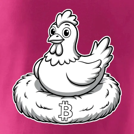 Kurča sediace na bitcoinovom hniezde