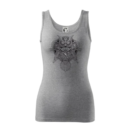 Steampunk sova čiernobiela