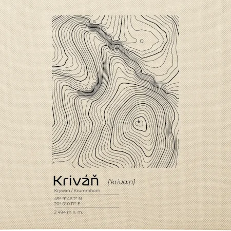 Kriváň - vrstevnice v obdĺžniku