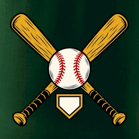 Zkřížené baseballové pálky a míček