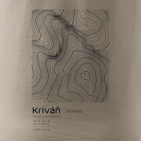 Kriváň - vrstevnice v obdĺžniku