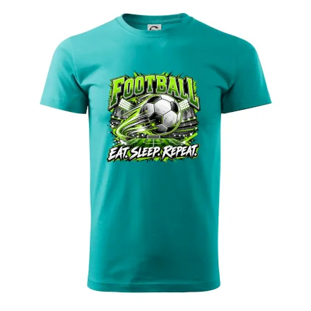 Futbalová lopta a štadión eat sleep repeat