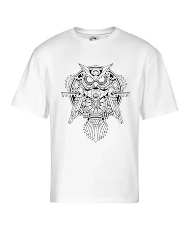 Steampunk sova čiernobiela