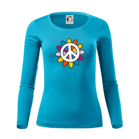 Peace symbol s kreslenou kvetinou