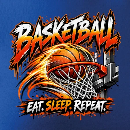 Basketbalový kôš s loptou eat sleep repeat
