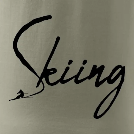 Skiing nápis lyžiar