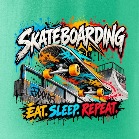 Skateboard ve street stylu eat sleep repeat