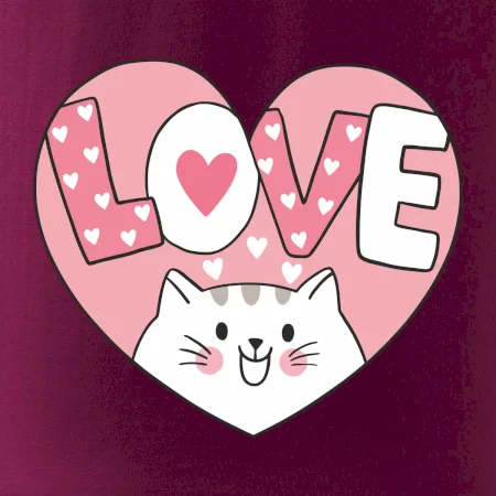 Mačka love - ružové srdce