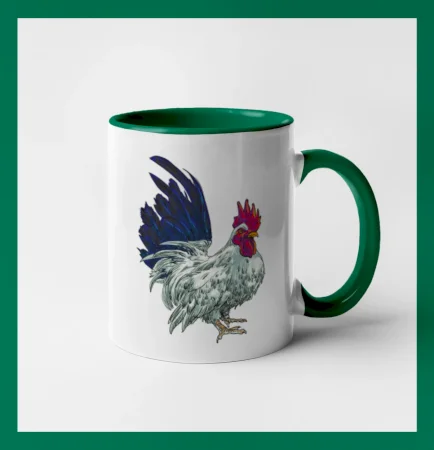 Kohút kreslený biely