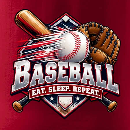 Baseballová pálka s rukavicou eat sleep repeat