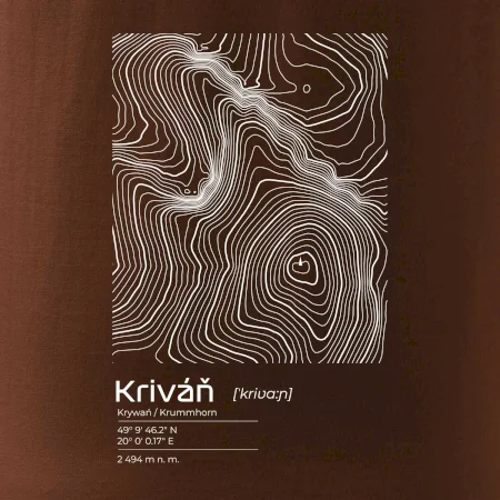 Kriváň - vrstevnice v obdĺžniku