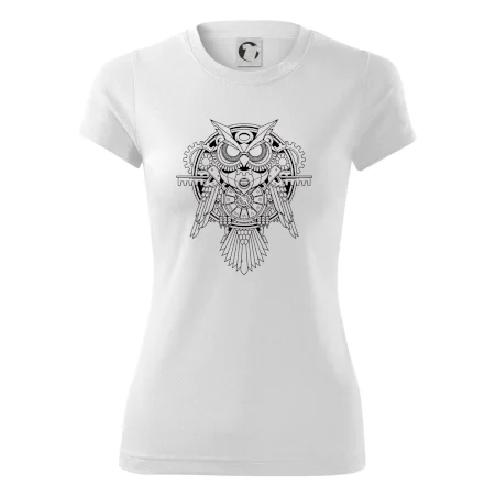 Steampunk sova čiernobiela