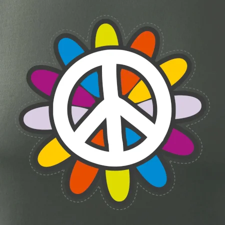 Peace symbol s kreslenou kvetinou
