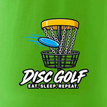 Discgolfový kôš s letiacim diskom eat sleep repeat