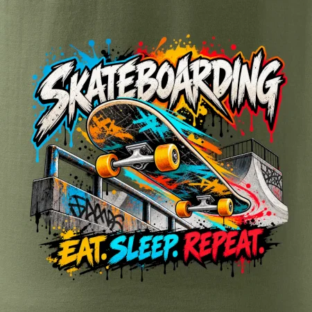 Skateboard ve street stylu eat sleep repeat
