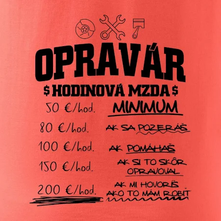 Hodinová mzda - opravár