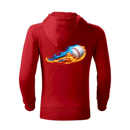 Letící baseballový míček v plamenech