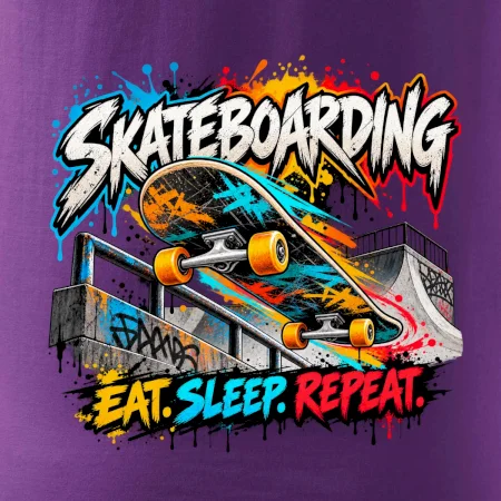 Skateboard ve street stylu eat sleep repeat