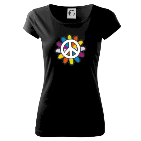 Peace symbol s kreslenou kvetinou