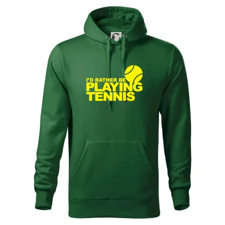 Playing tennis