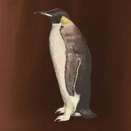 Tučniak kreslený vodovými farbami