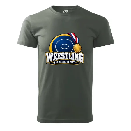 Zápasnická žíněnka se zlatou medailí eat sleep wrestling  repeat