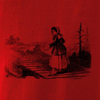 Kreslené dievča na rybách