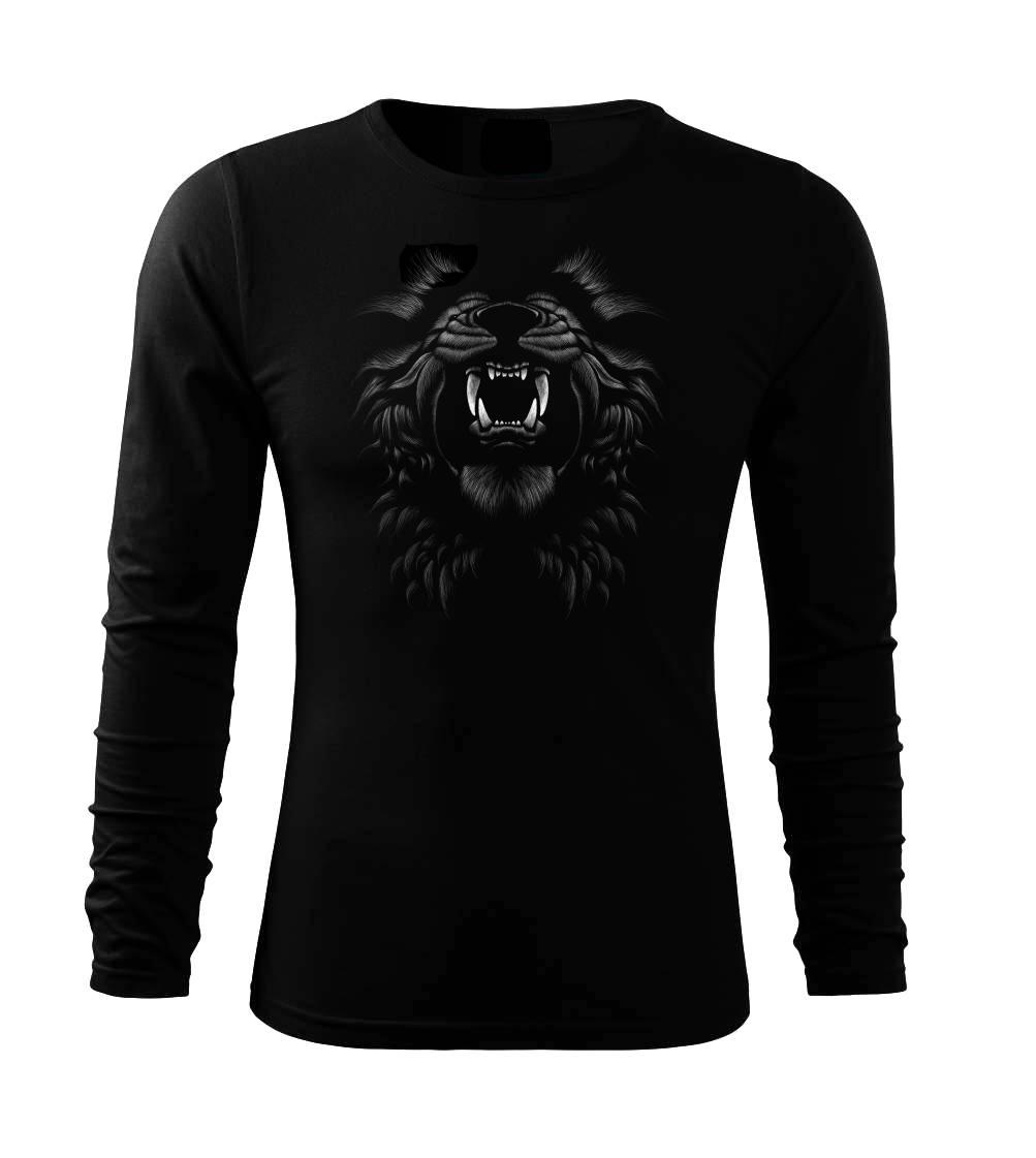 Tričká s levom - Ručne kreslená hlava leva so zubami - Tričko s dlhým rukávom FIT-T long sleeve