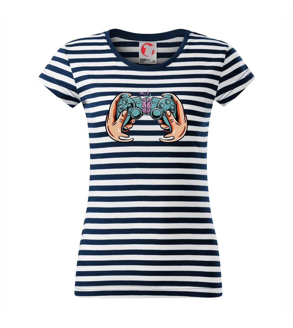 Tričká pre ajťákov - Gamer - mozog v gamepade - Tričko na vodu