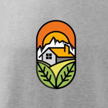 Chalupa pri západe slnka