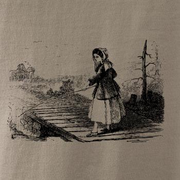 Kreslené dievča na rybách