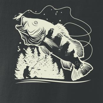 Rybár na brehu rybníka muškári