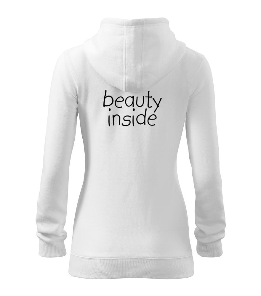 Ostatné nápisy - Beauty inside - Mikina dámska trendy zipper s kapucňou