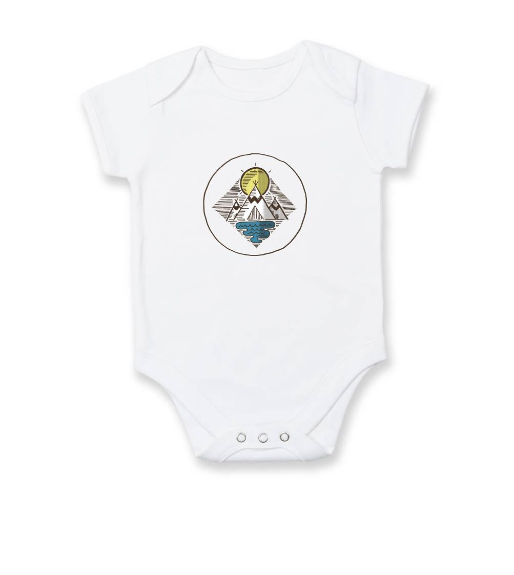 Grafické tričká - Indiánské teepee - Body dojčenské s krátkym rukávom