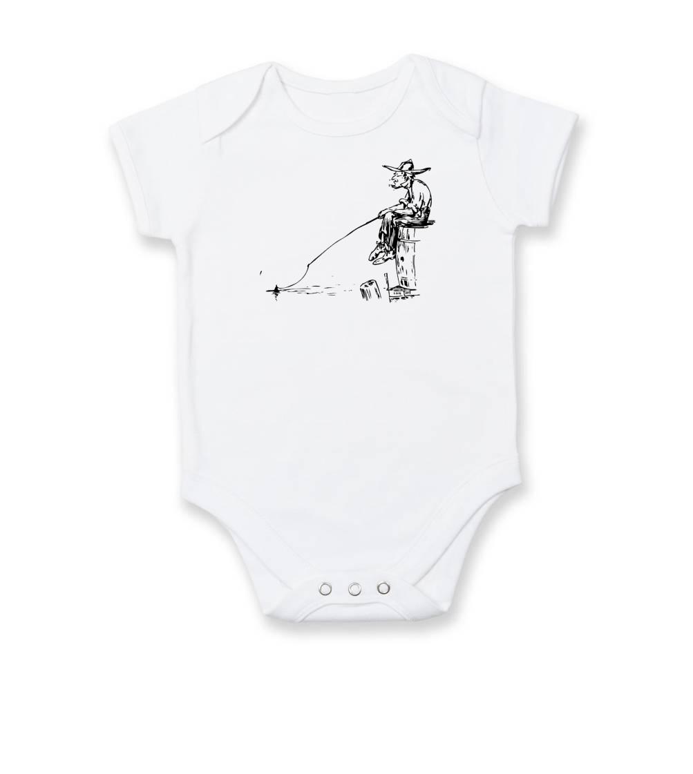 Kreslený rybár na pni Kreslený rybár na pni