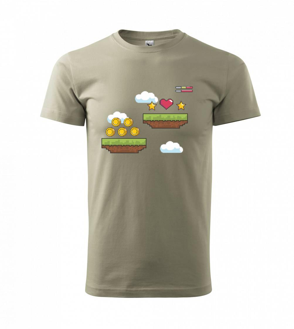 Tričká pre ajťákov - Gamer - stará hra - mince a mraky - Tričko extra veľké  (5-8XL)