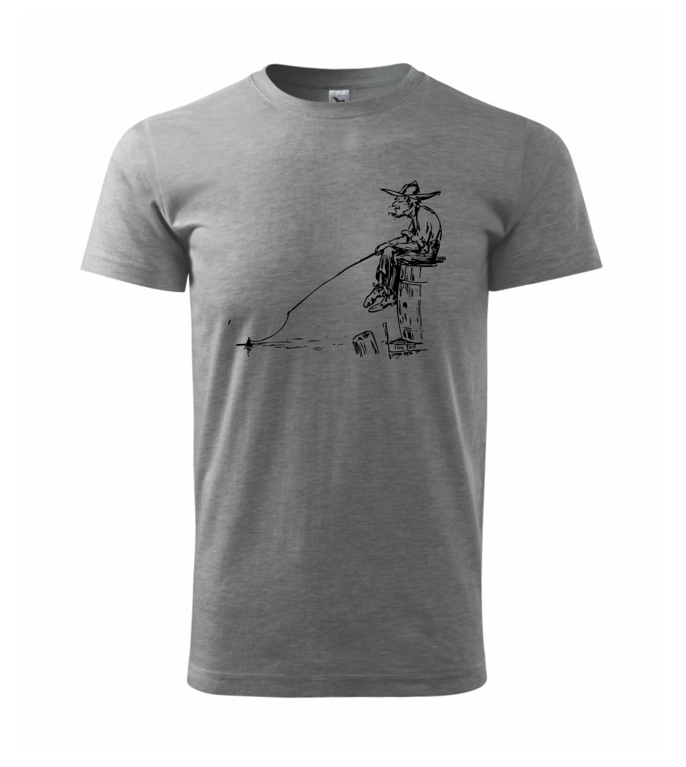 Kreslený rybár na pni Kreslený rybár na pni