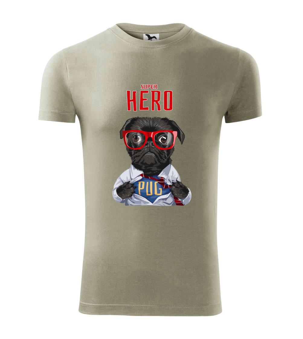 Mops na tričku - Mops - Pug Superhero - Viper FIT - Pánske zúžené tričko