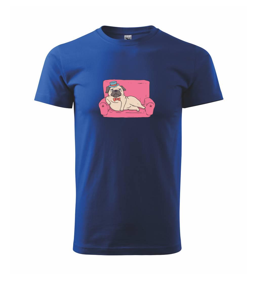 Mops na tričku - Mops na gauči - Tričko extra veľké  (5-8XL)