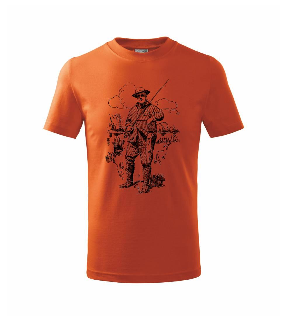 Kreslený rybár s úlovkom