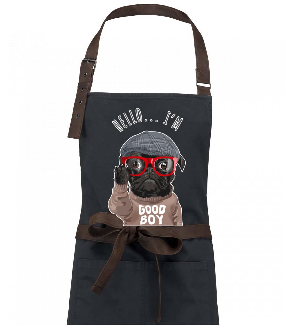 Mops na tričku - Mops - Hello I'm Good boy - Zástera Vintage