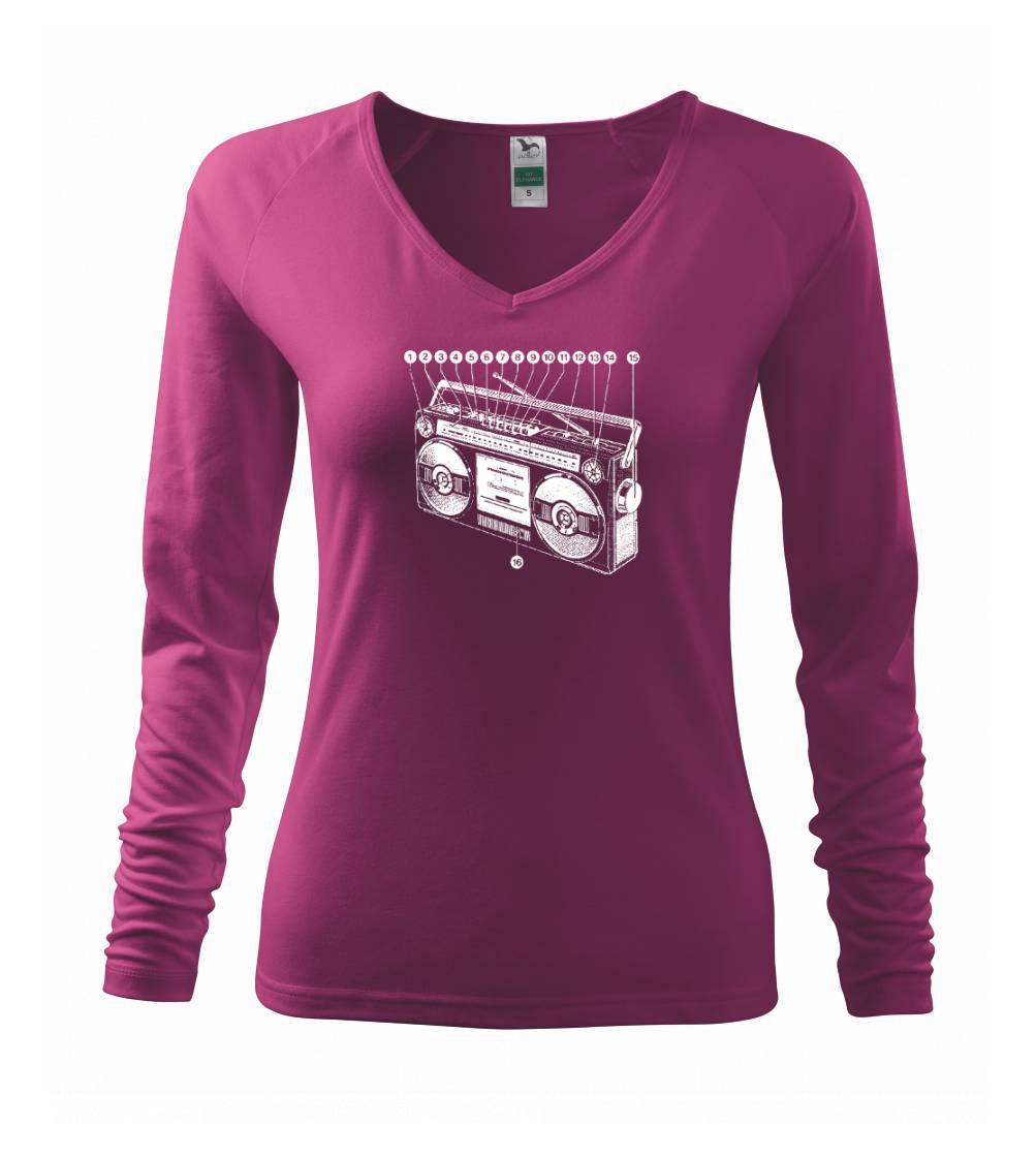 Hudobné tričká - Nákres starý magnetofón - Tričko dámske Elegance