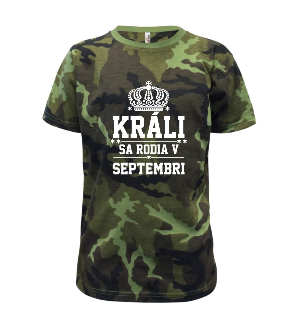 Tričká pre narodených v septembri - Králi sa rodia v septembri - Detské maskáčové tričko
