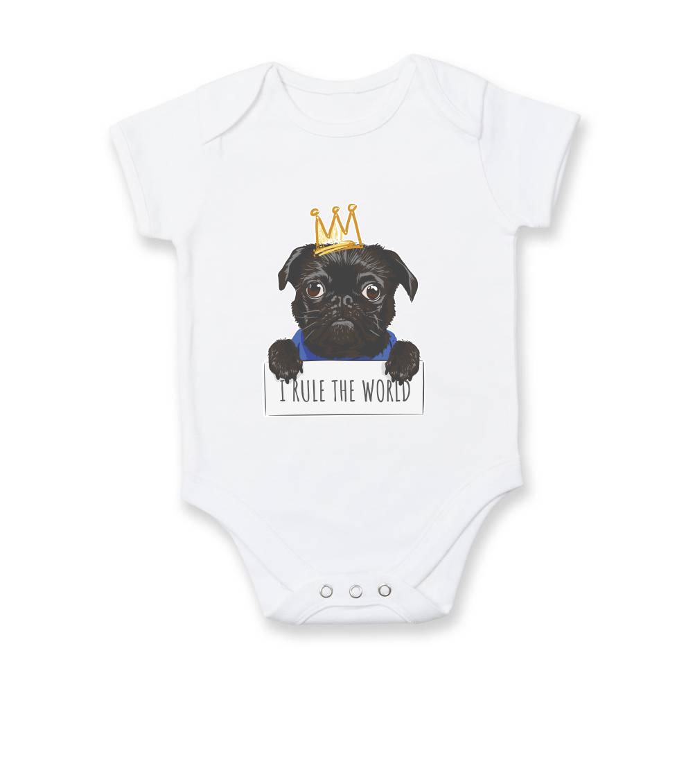 Mops na tričku - Mops - I rule the world - Body dojčenské s krátkym rukávom