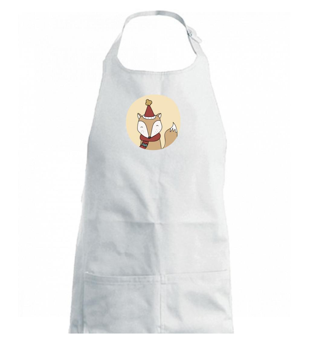 Vianočné tričká - Vianočná líška v kruhu - Dámska zástera na varenie