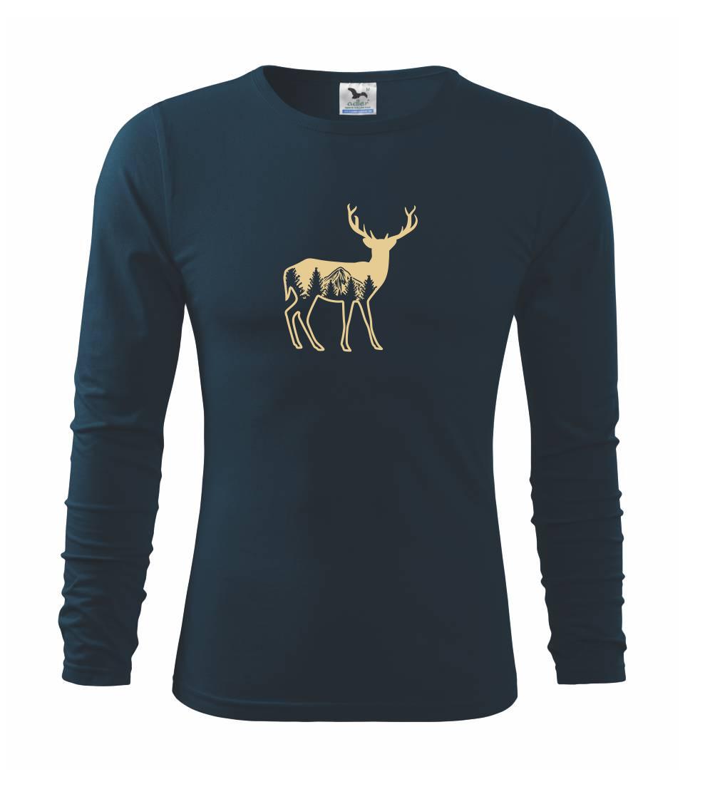Tričká so zvieratami - Jeleň a pohoria - Tričko s dlhým rukávom FIT-T long sleeve