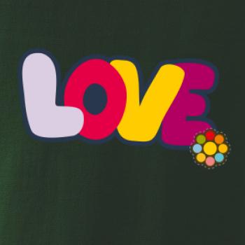 Love nápis s kvetinou